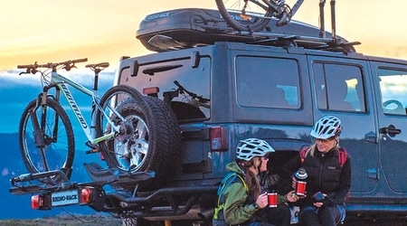 bike rack in the back of a car