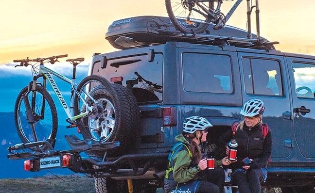 bike rack in the back of a car